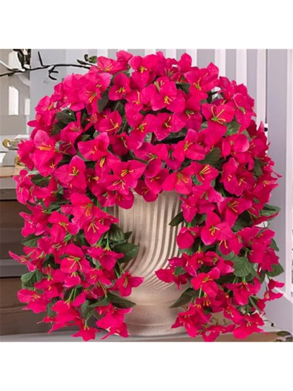 Artificial Bougainvillea Flowers Rose Red Faux Hanging Plants Outdoor Decor 2 Pk